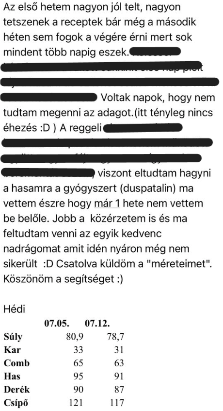 Hédi visszajelzés - 1 hét eredménye